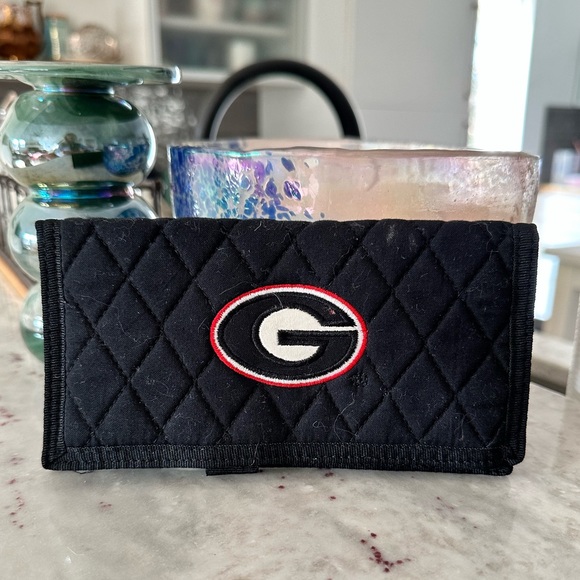 NCAA University Of Georgia  Bulldogs Black Check Book Quilted cloth Cover Case - Picture 1 of 3